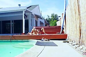 Hot teen lesbians have fun in the pool and more