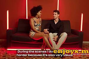 selva the brunette gives blowjob in kitchen while getting penetrated and loving it