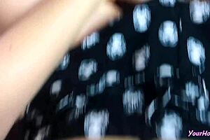 beauty caresses through pajamas while watching porn