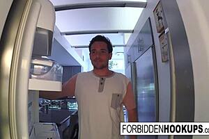 This food delivery turns into step-siblings banging with blowjobs and cumshots