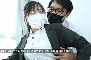 office manager seduces staff with her tight ass