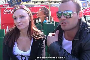 A redhead gets picked up and has sex in a park in this amateur porn video