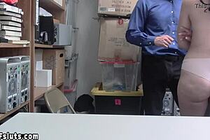 Dirty cop fucks timid teen shoplifter on CCTV