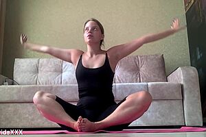 Morning routine yoga and pleasuring pussy