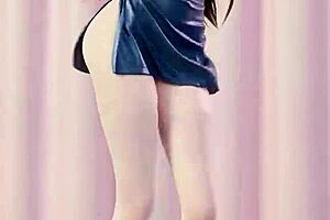 takao rips clothes in 3d striptease, revealing tits and pussy