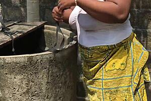 Real Outdoor Naija Homemade Porn Featuring Natural Tits in Lingerie