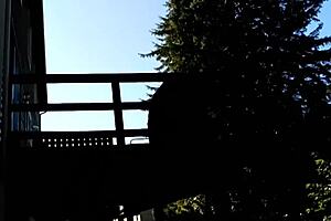 in the garage, a wife in strait jacket gets rough facefuck with messy facial