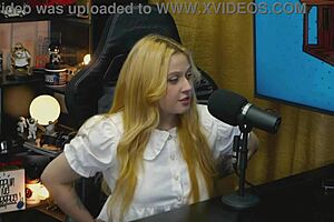 Wow! Brazilian Viamms Girl Bends Over on Podcast Table, Tiny Panties Showing Her Whole Pussy!