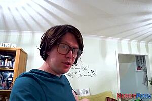 the busty babe tricked into sucking his cock with a handjob