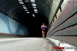 Brunette Shows Off And Fucks In Tunnel, Explains To Police