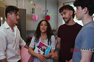 Latina Step Mom's Intense Anal Gangbang Birthday
