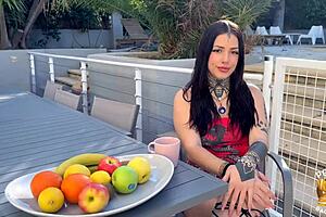 Laeticia is a beautiful woman with an amazing set of large breasts and a perfect slim body