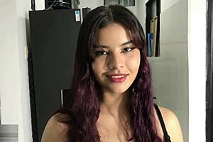 Latina stepsister sucks cock while standing