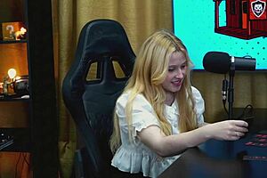 Wow! Brazilian Viamms Girl Bends Over on Podcast Table, Tiny Panties Showing Her Whole Pussy!