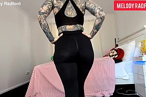 why tease melody radford's big tits in sheer leggings?