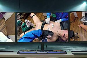 Beautiful blonde Mira Monroe's intimate exam with Dr. Tampa in a kinky clinic scene
