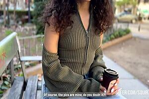 Curly haired brunette slut from Tinder lets me fuck her tits