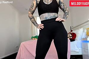 why tease melody radford's big tits in sheer leggings?