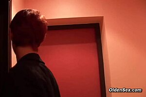 French business lady in mature redhead style gets slammed by a thick cock in office.