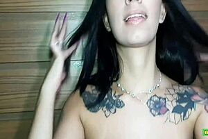 Italian Brunette Pornstar Zarah Santti Licks Tattoo Rimjob Oral Orgasm Silicone