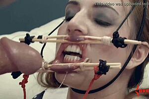 Blowjob Doll Alisha Adams Gets Face Fucked Roughly In Anal Threesome With Big Cock And Bondage