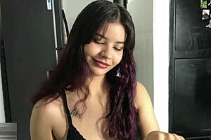 Latina stepsister sucks cock while standing