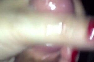 red nails stroke cock to CUM