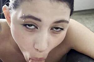 Best friend performs a unique act and receives the reward in her mouth.