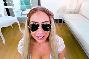 Sunny chase sexy big tits blonde blue eyes huge cock no hands blowjob and cum swallow