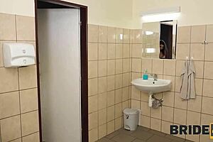Married bride cheats with a stranger in the toilet