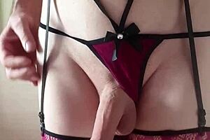 Misr4 Models Burgundy Lingerie in Close-Up