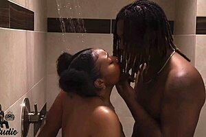 she took that big cock so well in the shower, doggystyle and kissin, it was wet and monster