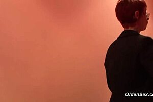 French business lady in mature redhead style gets slammed by a thick cock in office.