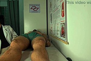 patient gets hard in front of the moaning nurse during foreplay