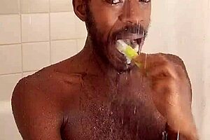 Brunette roommate slams hard in dorm after sweaty workout session.