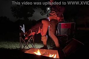 Using my pussy at public camp, gotta get caught in the act!