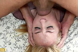 gorgeous blonde has no gag reflex when thrusted a huge cock in her mouth