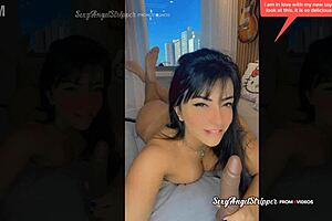 Hot latina tries on sexy outfits in public store fitting room, then gives BBC toy blowjob.