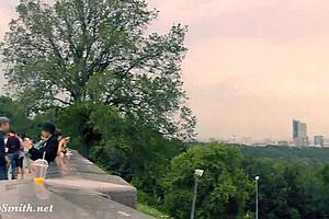 hidden cam captures jeny getting stripped in public... oh shit, she's nude outdoors!