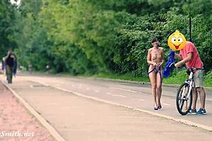 hidden cam captures jeny getting stripped in public... oh shit, she's nude outdoors!