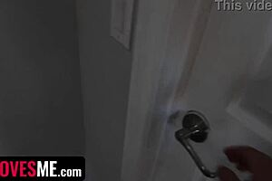 Sexy stepsis sends nude videos from bathroom showing off her small natural tits in pov