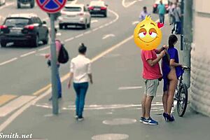 hidden cam captures jeny getting stripped in public... oh shit, she's nude outdoors!