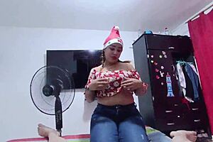 Hot Stepmom Spills All Over Her Stepson’s Huge Cock This Christmas!