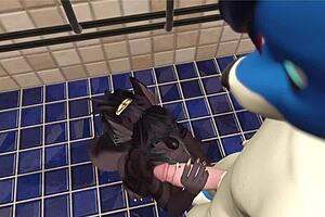Alpha male dominates a slutty girl at the gym in VRChat porn part 1