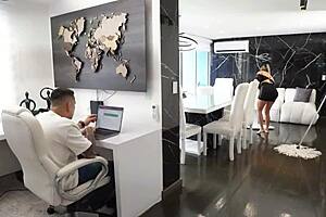 horny employee getting fucked by her boss in this office fantasy