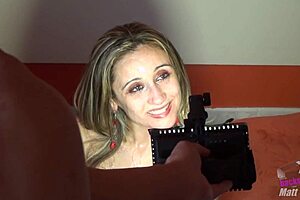 Behind the scenes, michelle de nere enjoys a backstage sperm party in the backroom.