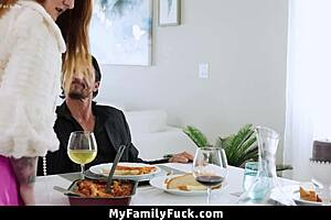 Hot Little Stepdaughter Sucks Stepdad's Cock Under Table