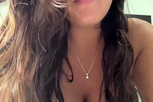 Beautiful middle eastern amateur rides giant dildo intensely, squirting hard