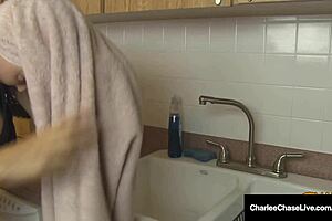 I’m Captivated by Big Titty Cougar Charlee Chase Washing Hair by the Pool.