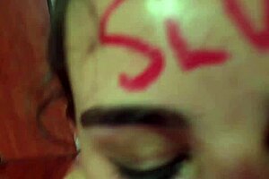 Lipstick slut face fucked slapped and spat on